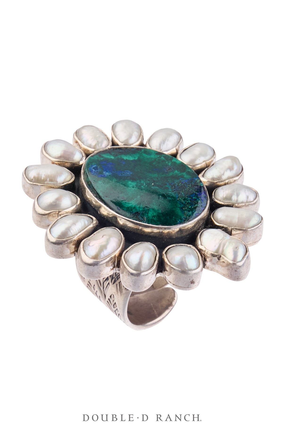 Ring, Federico, Cluster, Azurite, Malachite,  Mother of Pearl, Hallmark, Contemporary, 2081