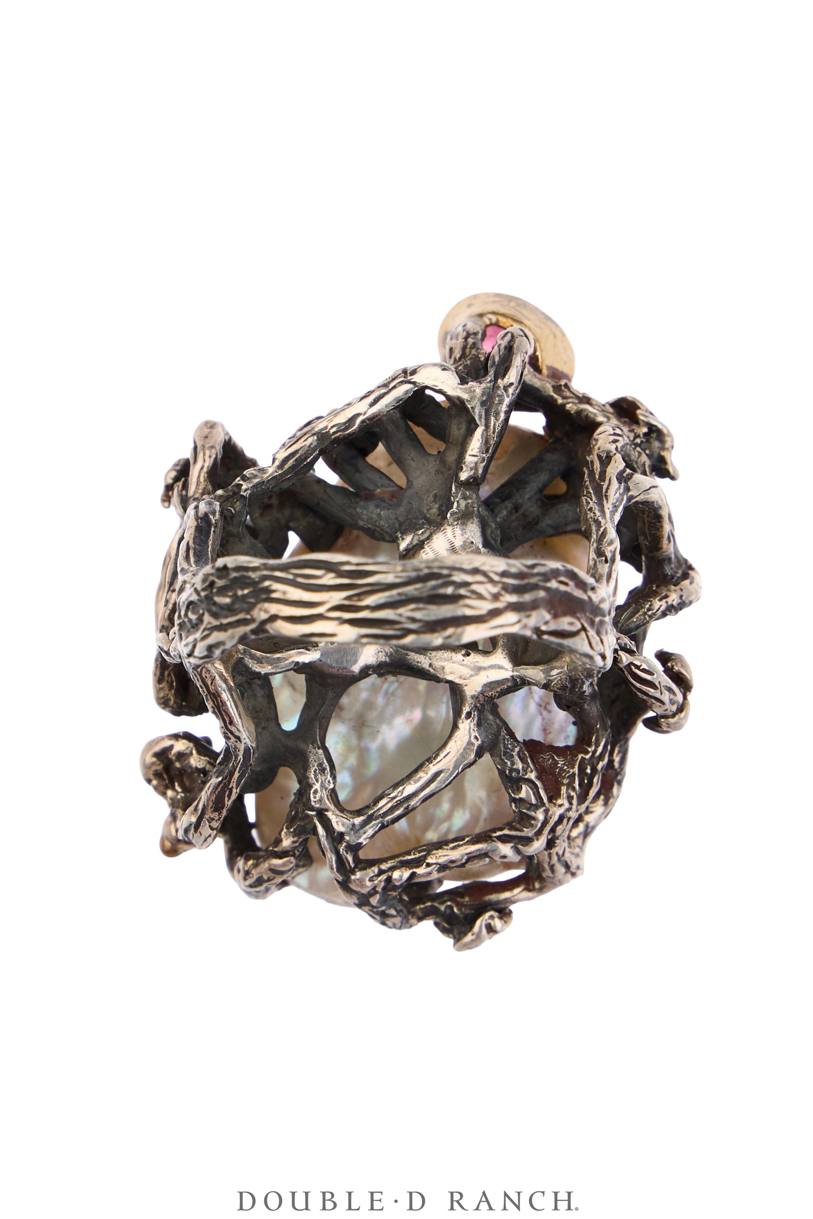 Ring, Statement, Faceted Jewels, Freshwater Pearl, 14K Gold, Hallmark, Contemporary, 2126