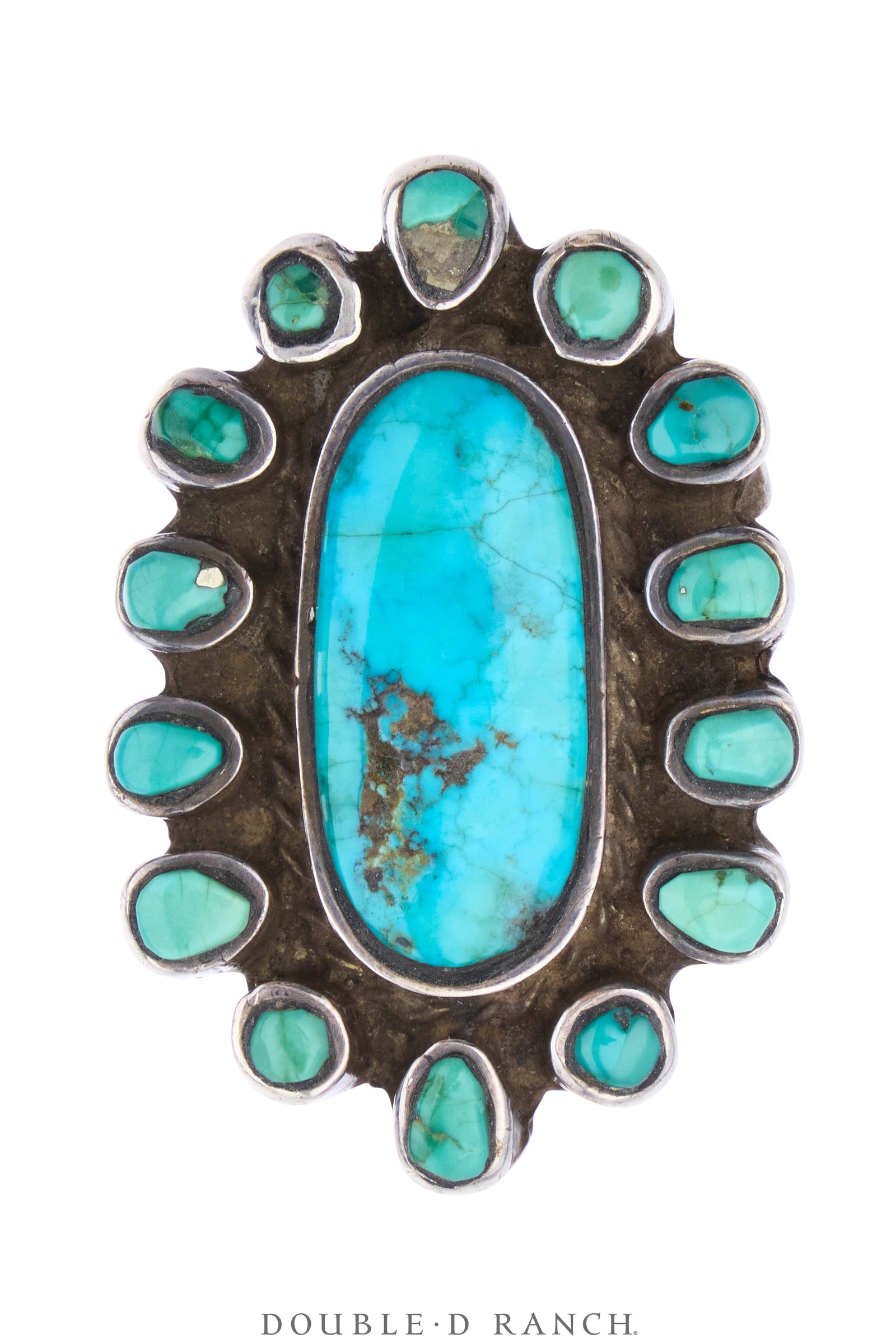 Ring, Cluster, Turquoise, Markings, Old Pawn, Early, 2138