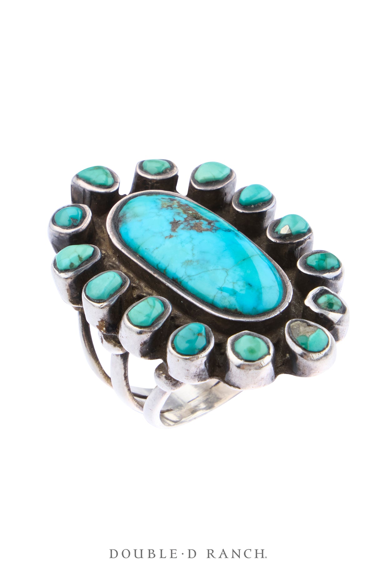 Ring, Cluster, Turquoise, Markings, Old Pawn, Early, 2138