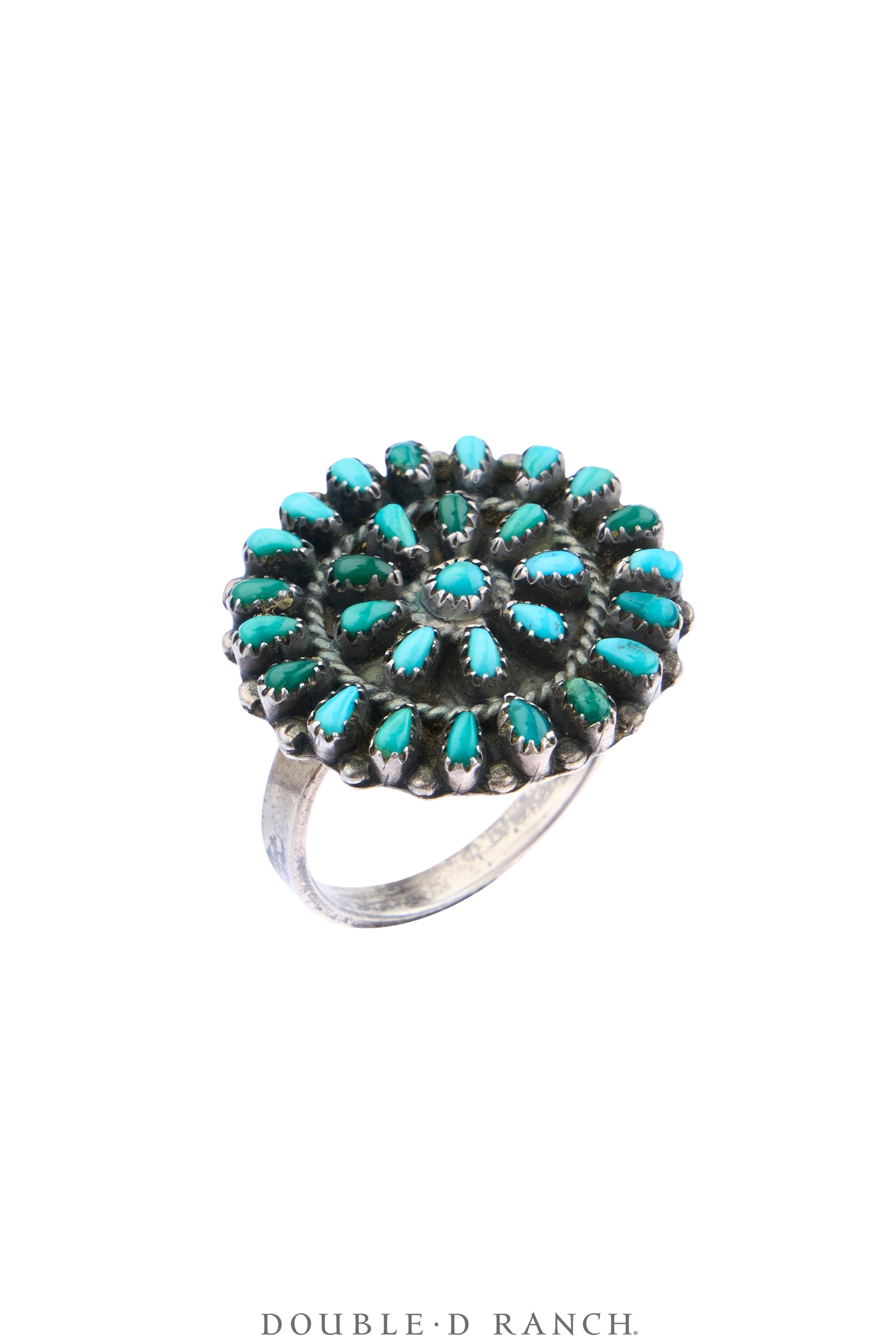 Ring, Cluster, Turquoise, Petite Point, Trader's Code, Old Pawn, Early, 2139