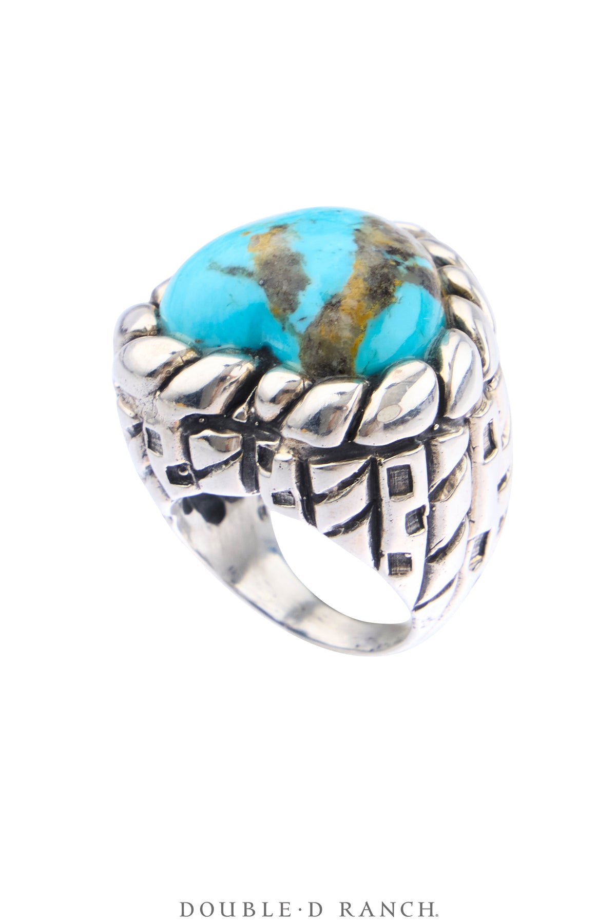 Ring, Dian Malouf, Kingman Turquoise, Sterling Silver, Hallmark, Contemporary, 2142