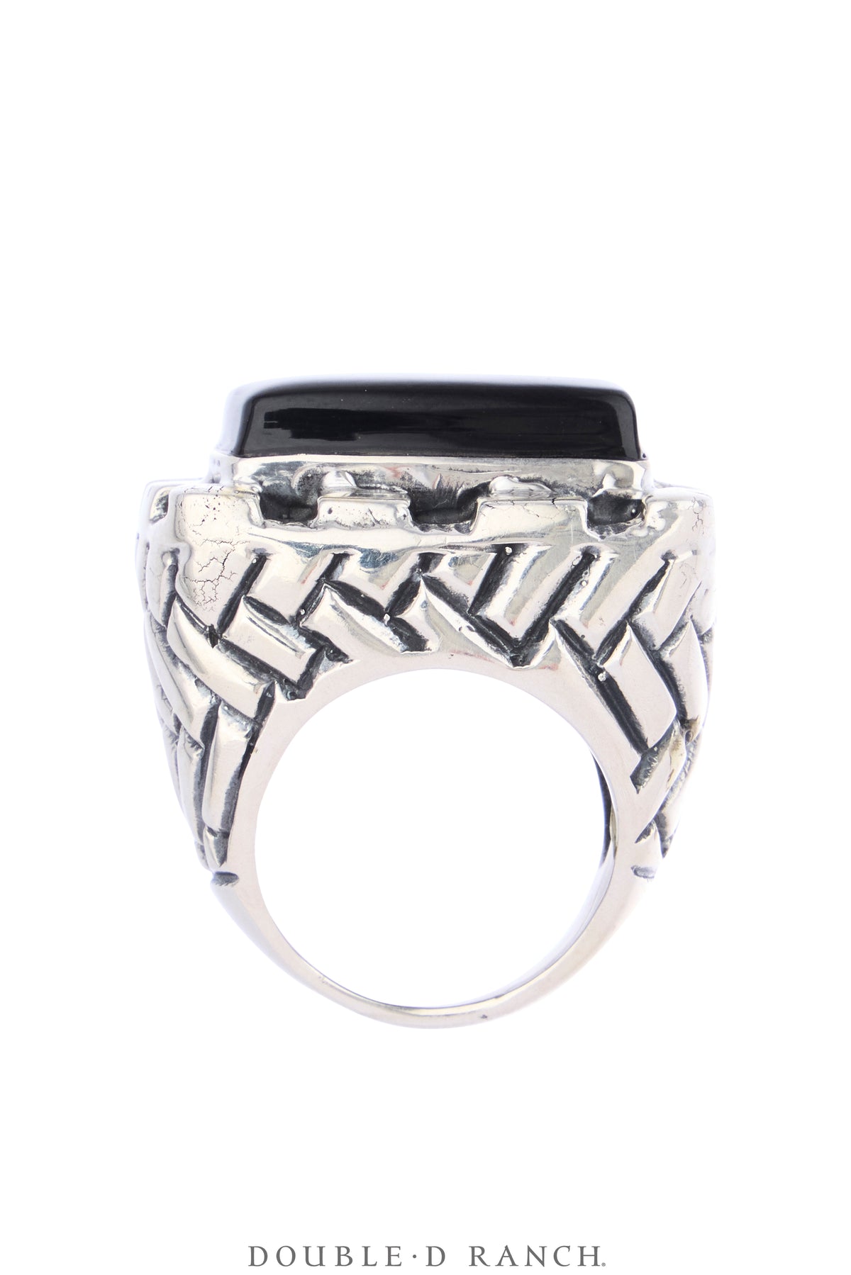 Ring, Dian Malouf, Onyx, Sterling Silver, Hallmark, Contemporary, 2143