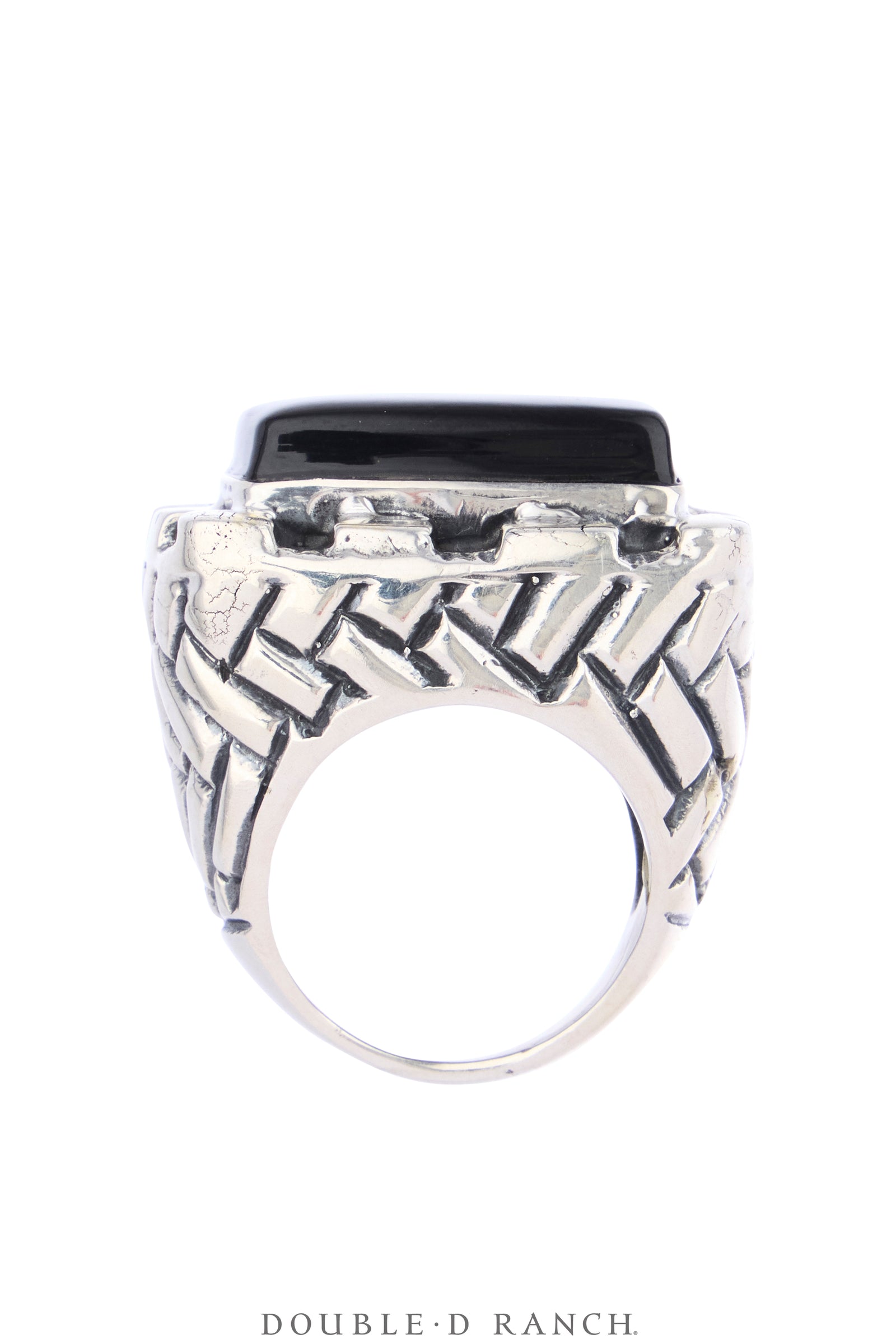 Ring, Dian Malouf, Onyx, Sterling Silver, Hallmark, Contemporary, 2143