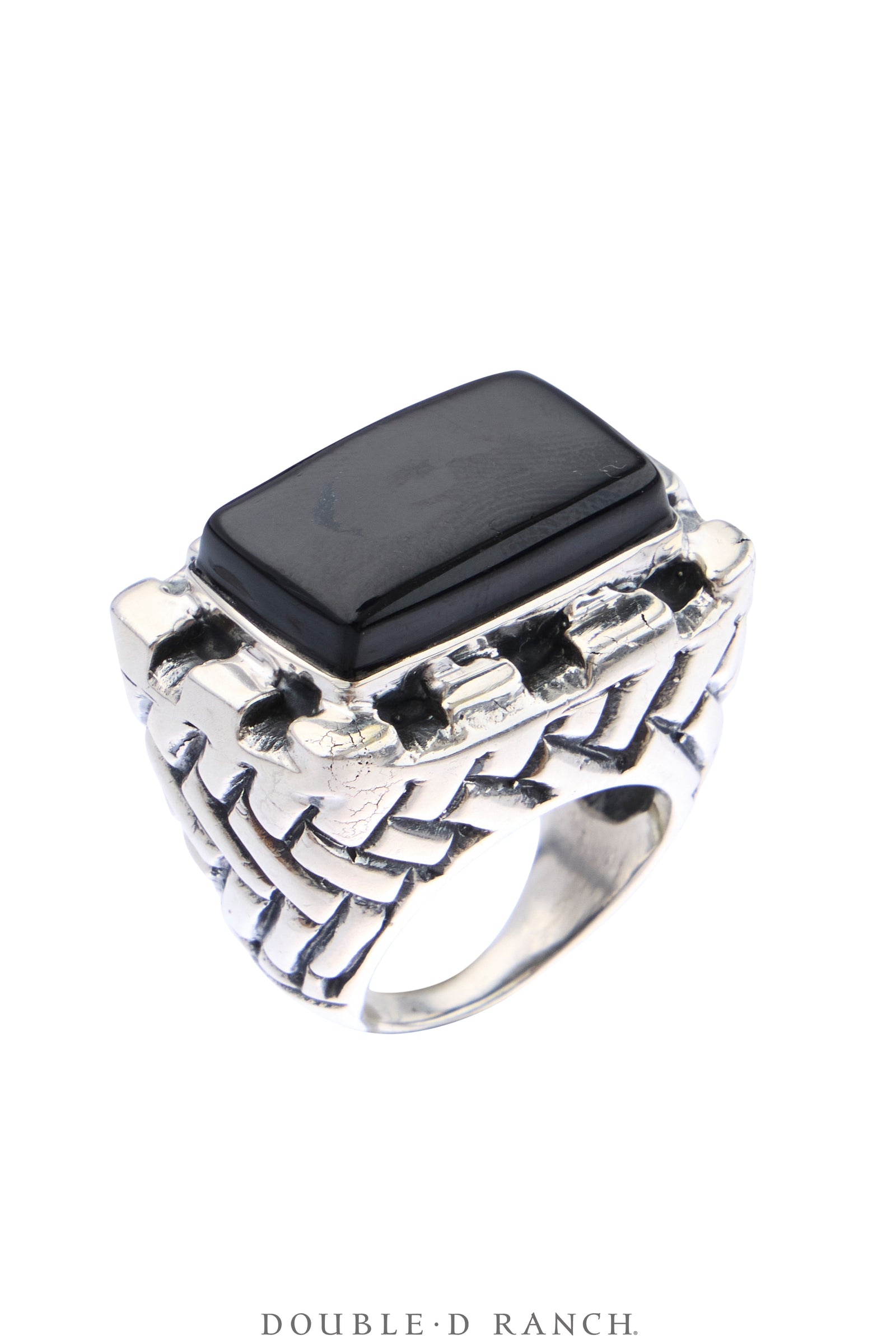 Ring, Dian Malouf, Onyx, Sterling Silver, Hallmark, Contemporary, 2143