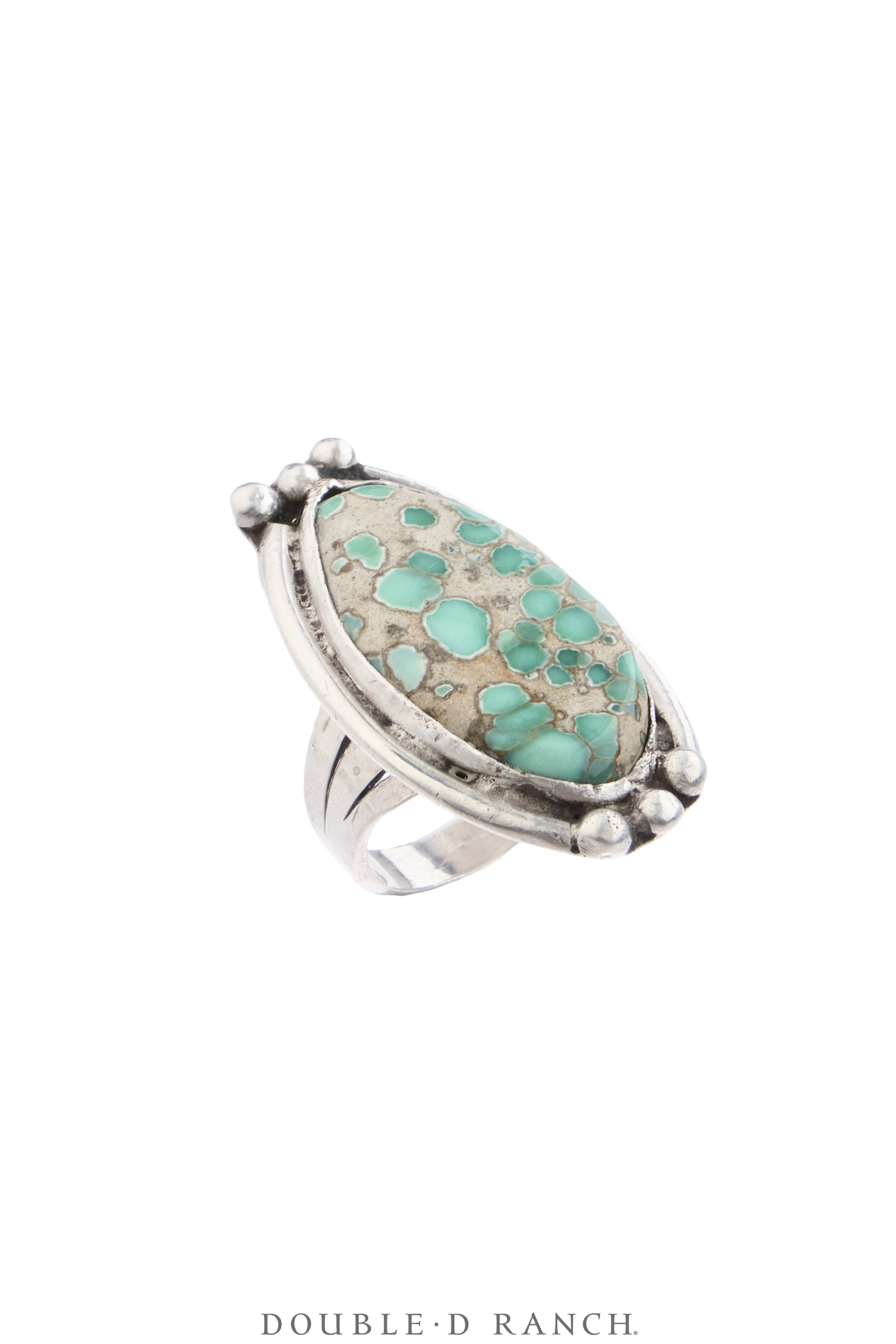 Ring, Natural Stone, Turquoise With Great Matrix, Sans Hallmark, Vintage, 2147