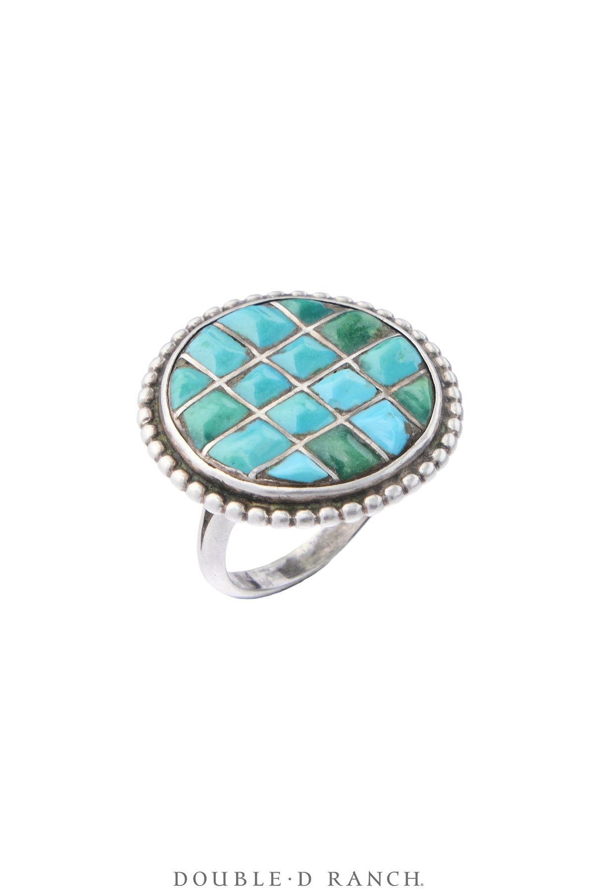 Ring, Inlay, Turquoise, Cobblestone, Sans Hallmark, Vintage, 2149