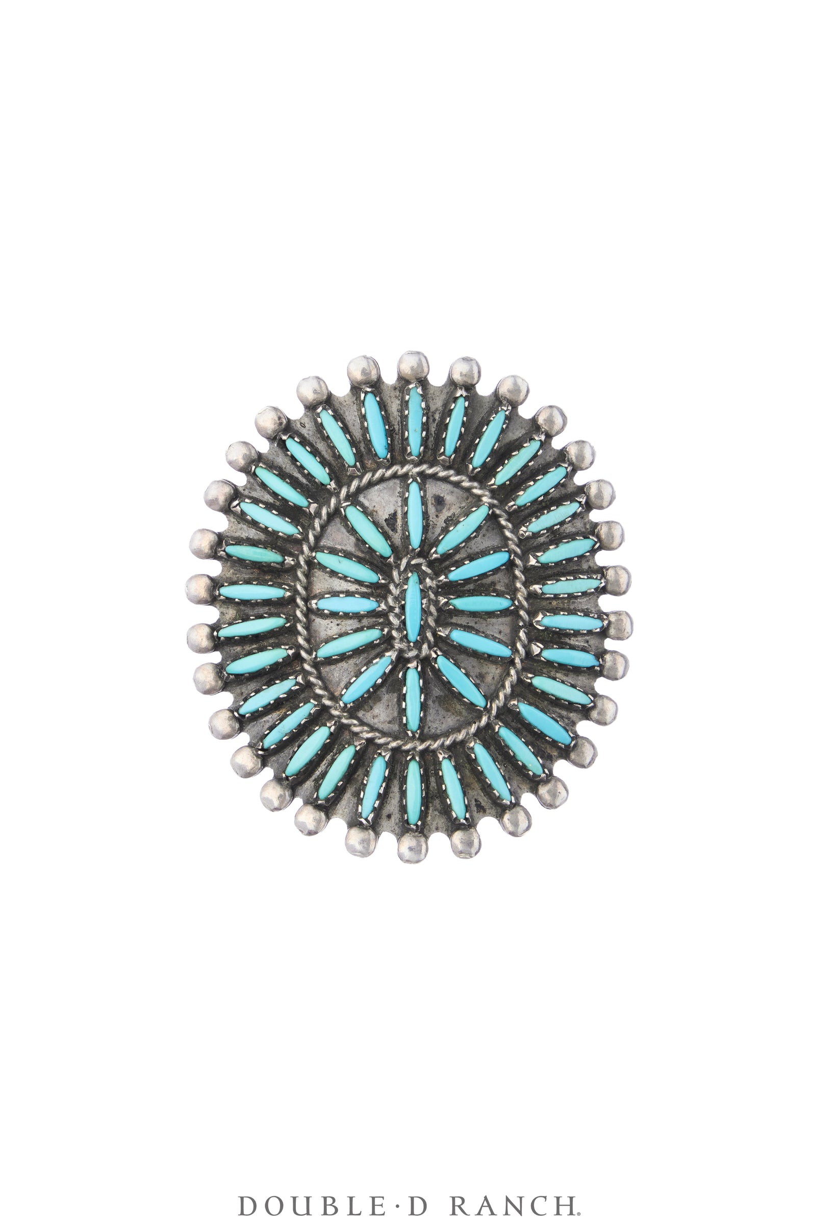 Ring, Cluster, Turquoise, Needlepoint, Hallmark, Vintage, 2159
