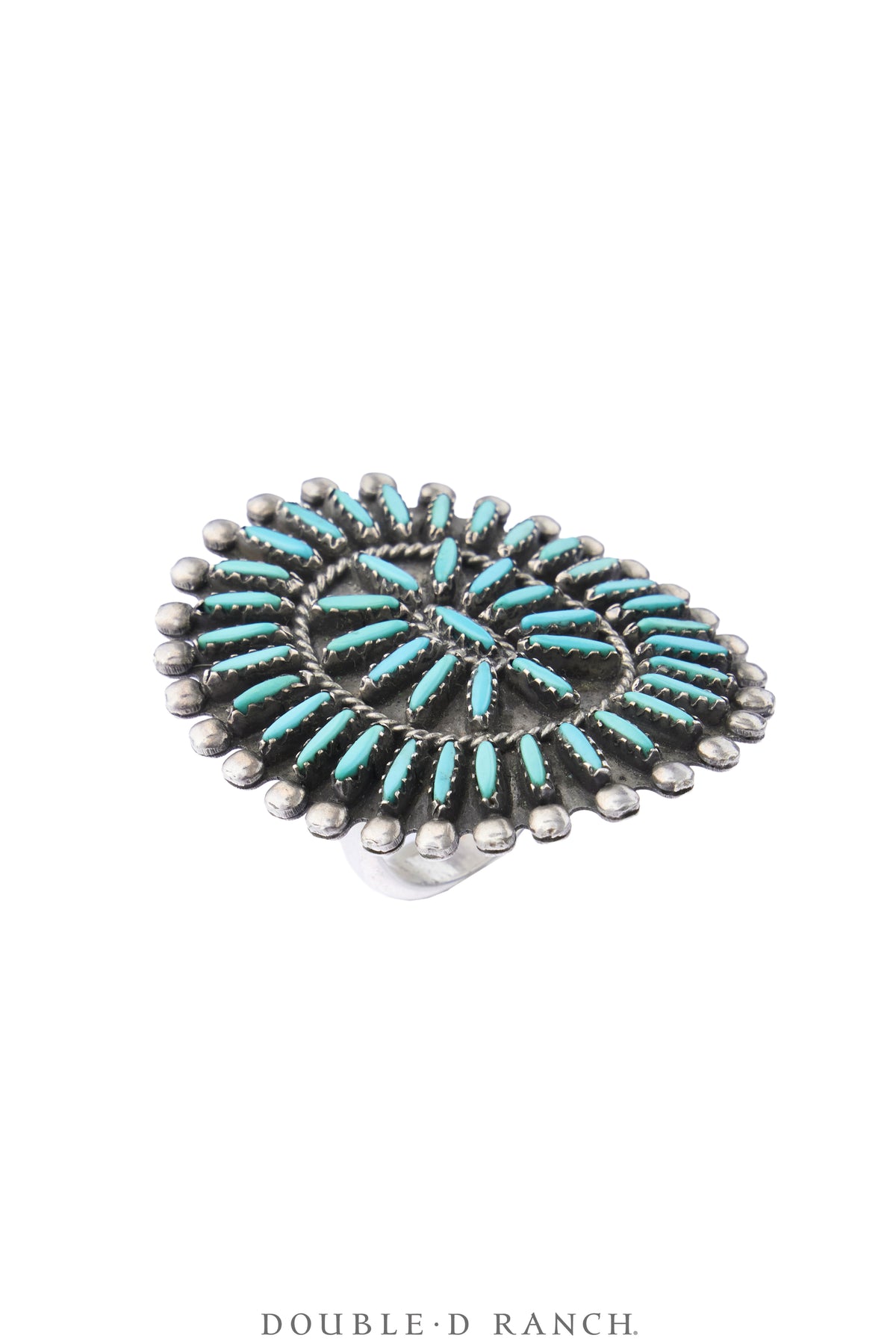 Ring, Cluster, Turquoise, Needlepoint, Hallmark, Vintage, 2159