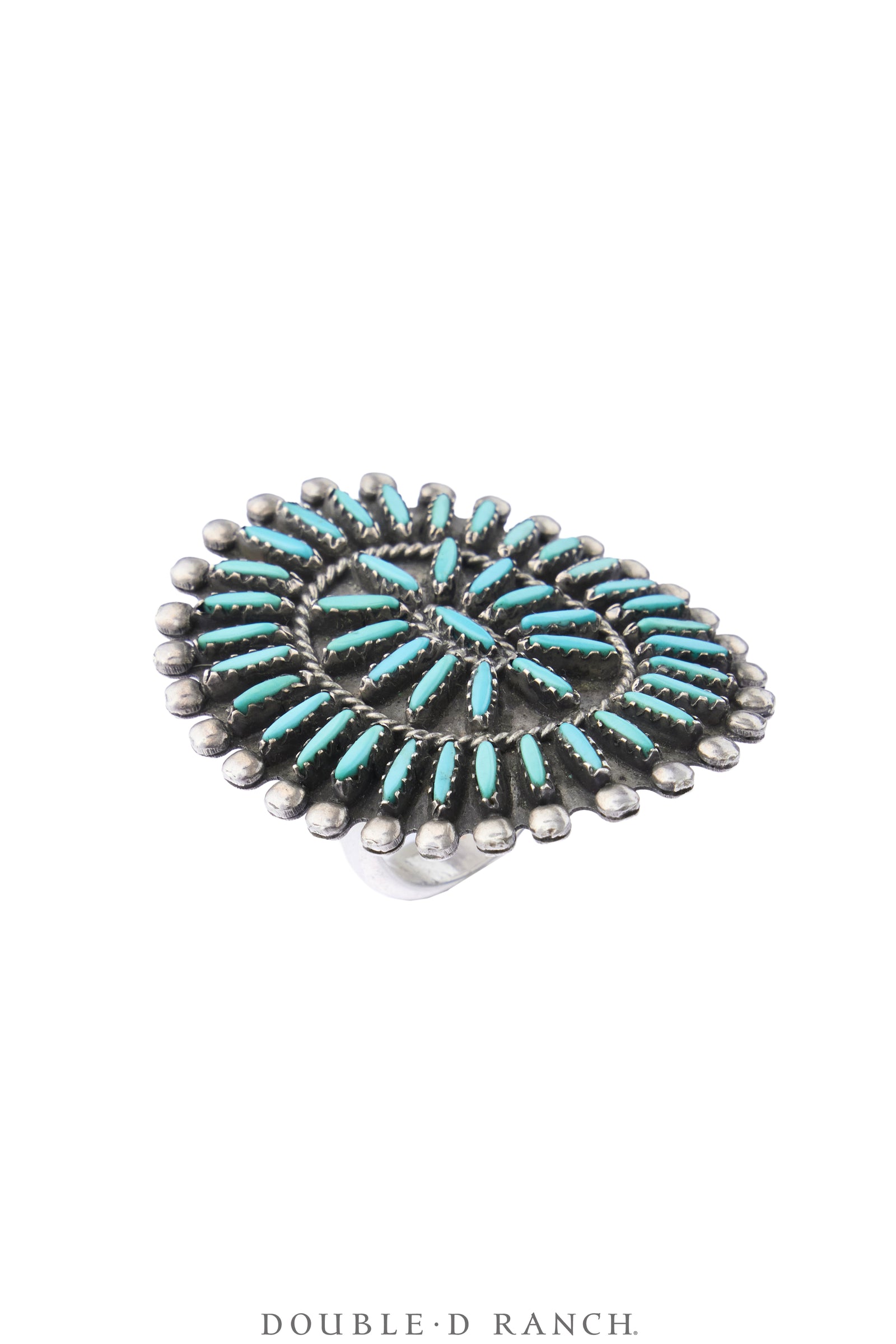 Ring, Cluster, Turquoise, Needlepoint, Hallmark, Vintage, 2159