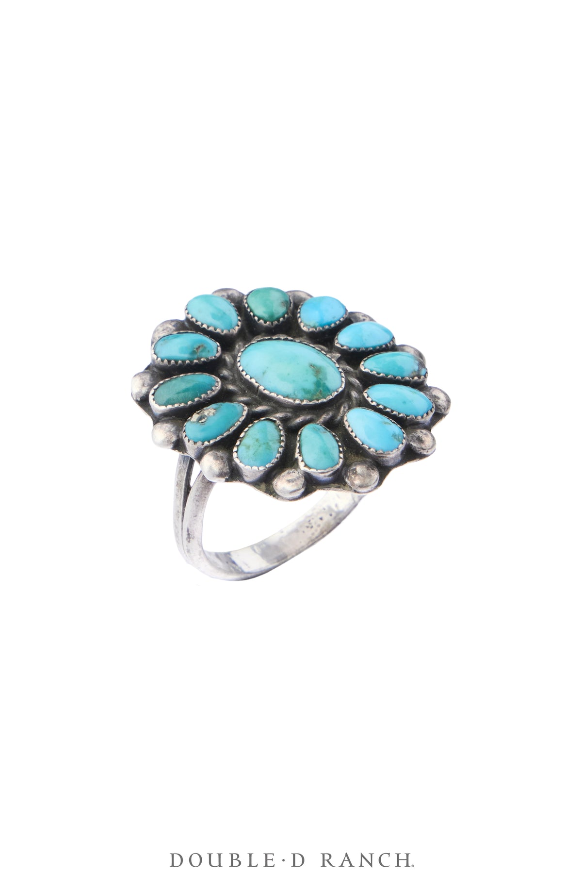 Ring, Cluster, Turquoise, Sans Hallmark, Vintage, 2160