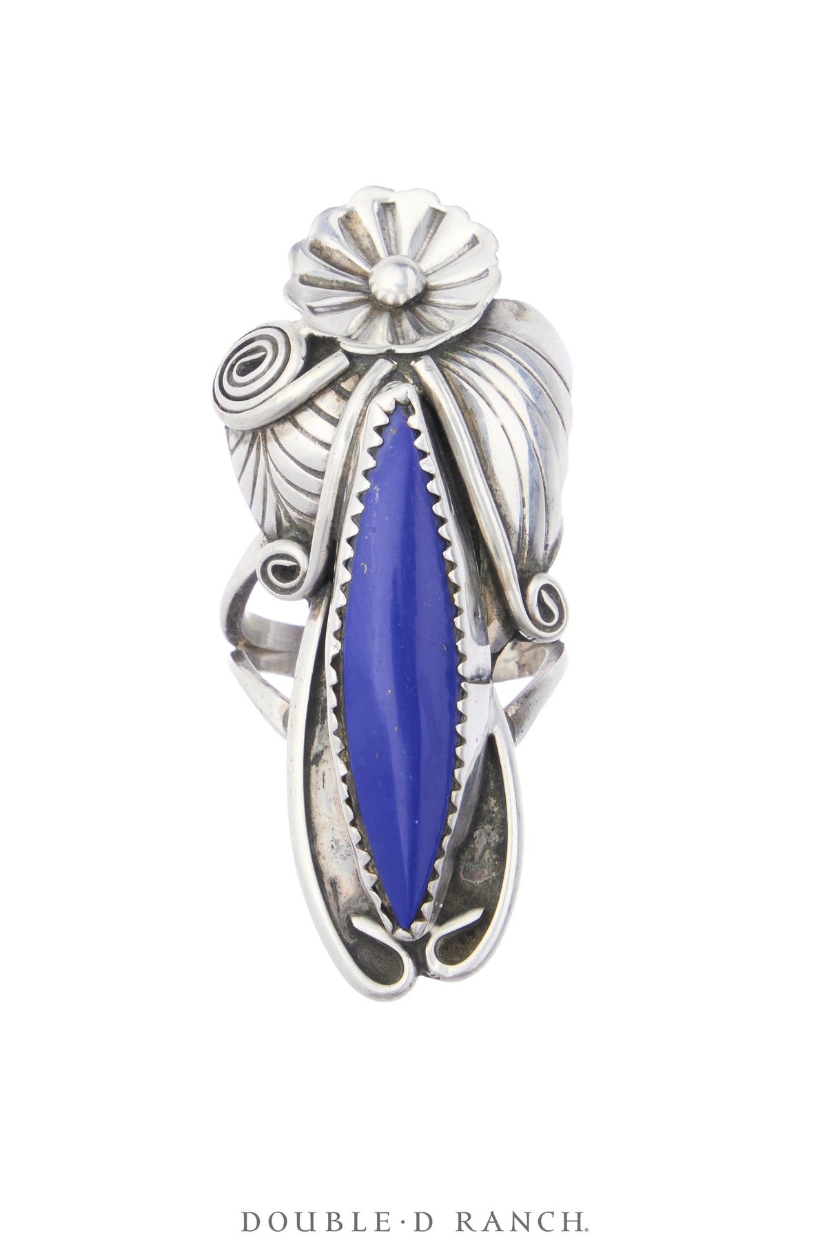 Ring, Natural Stone, Lapis, Appliqué, Hallmark, Vintage, 2161