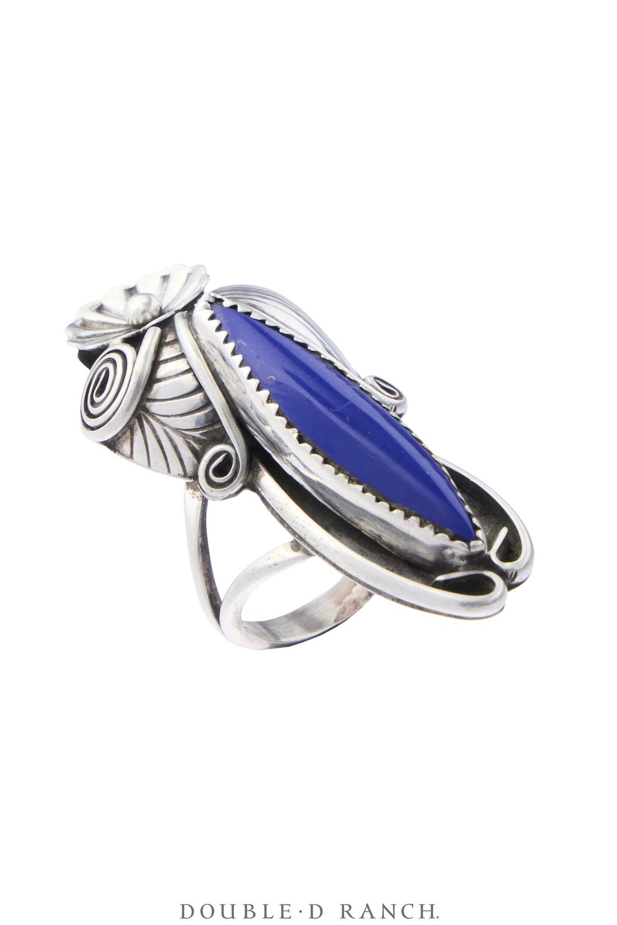 Ring, Natural Stone, Lapis, Appliqué, Hallmark, Vintage, 2161
