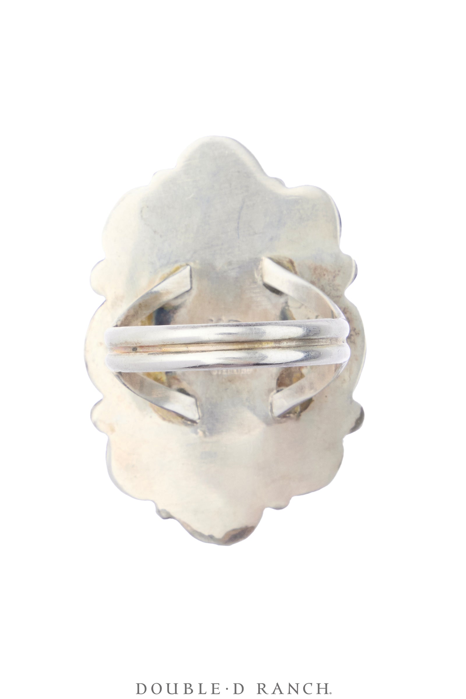 Ring, Natural Stone, Turquoise, Stamped Scallops, Hallmark, Vintage, 2173