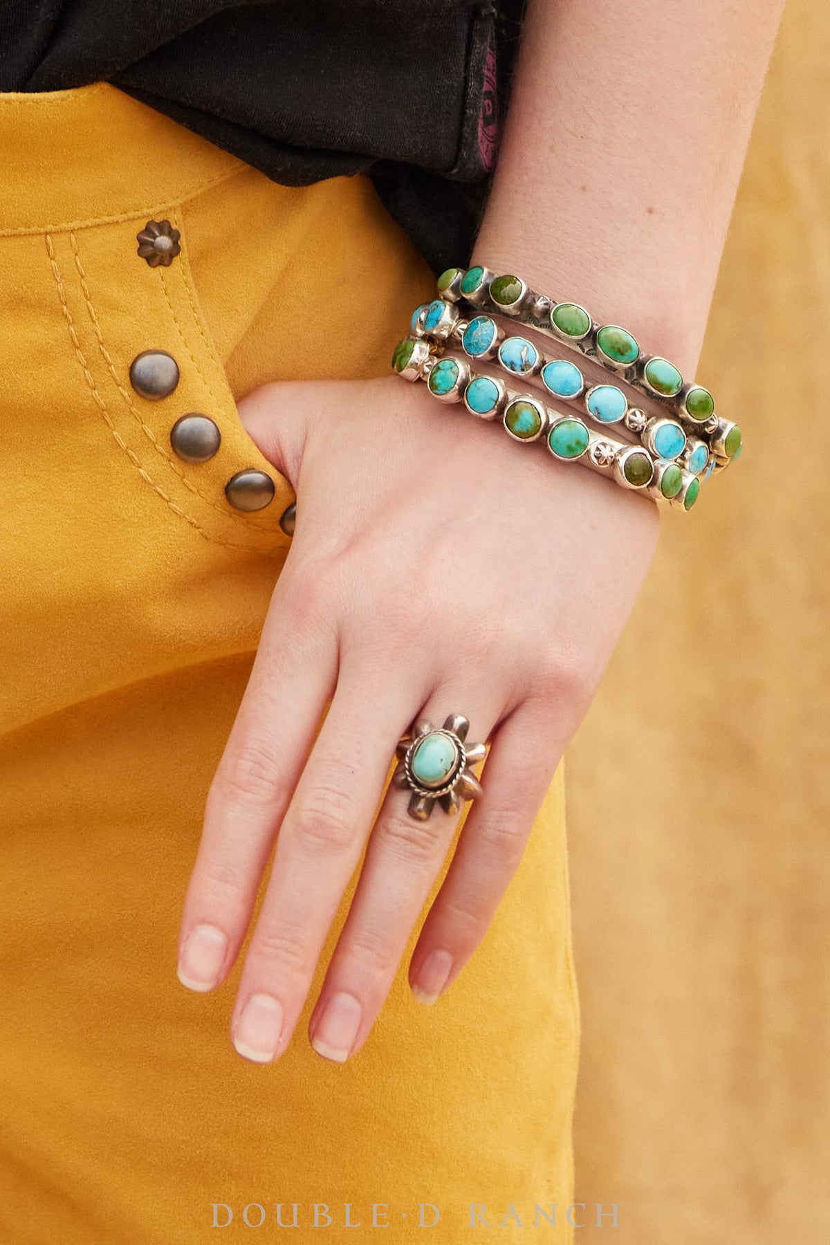 Ring, Turquoise, Sandcast, Coin Silver, Vintage, Early 20th Century, 985