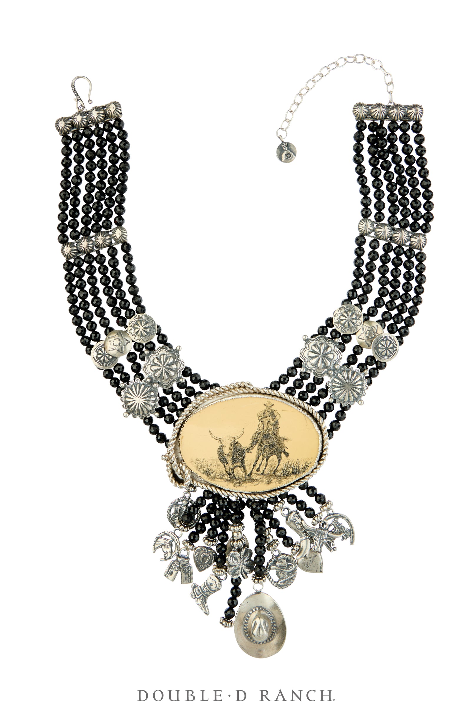 Necklace, MB, Collar, Karmina, Onyx Faceted With Up-Cycled Faux Schrimshaw, Contemporary, 172