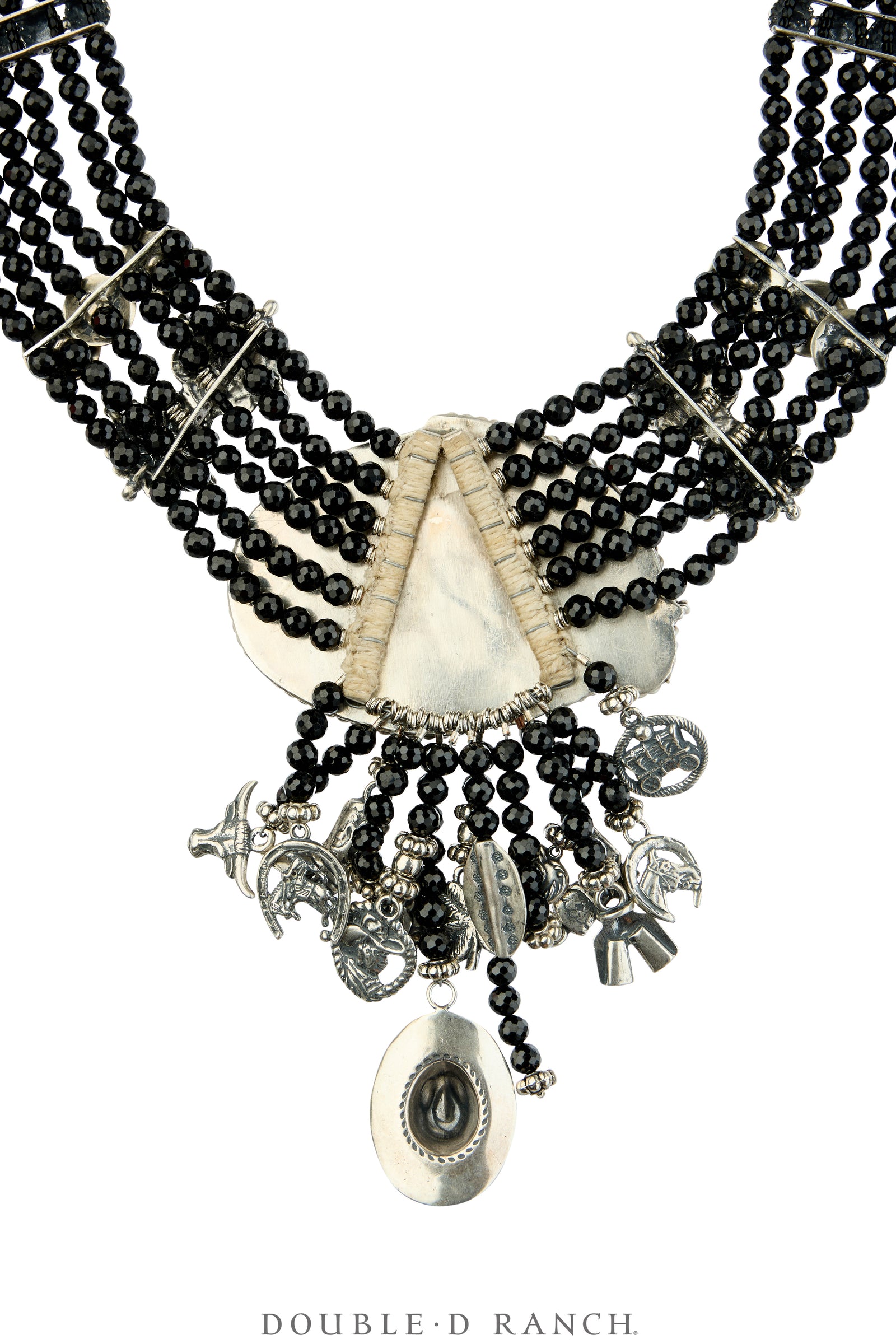 Necklace, MB, Collar, Karmina, Onyx Faceted With Up-Cycled Faux Schrimshaw, Contemporary, 172