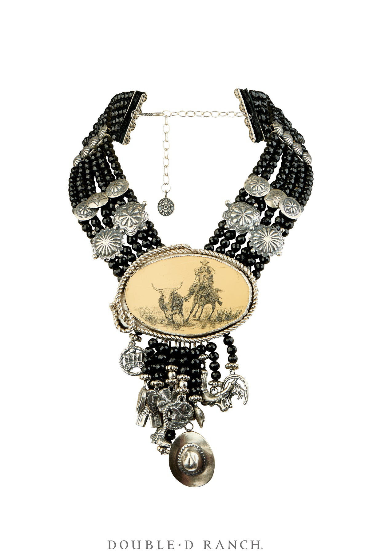Necklace, MB, Collar, Karmina, Onyx Faceted With Up-Cycled Faux Schrimshaw, Contemporary, 172