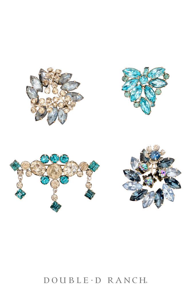 Pin, Gilded Set, Rhinestones, Vintage ‘50s-'60s, 1364