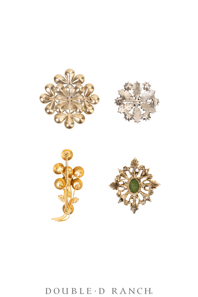 Pin, Gilded Set, Rhinestones, Vintage ‘50s-'60s, 1365