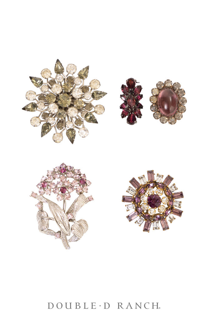 Pin, Gilded Set, Rhinestones, Vintage ‘50s-'60s, 1366