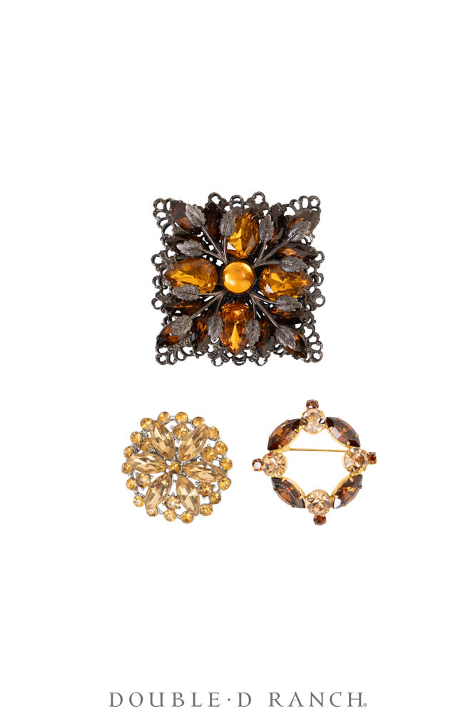 Pin, Gilded Set, Rhinestones, Vintage ‘50s-'60s, 1370
