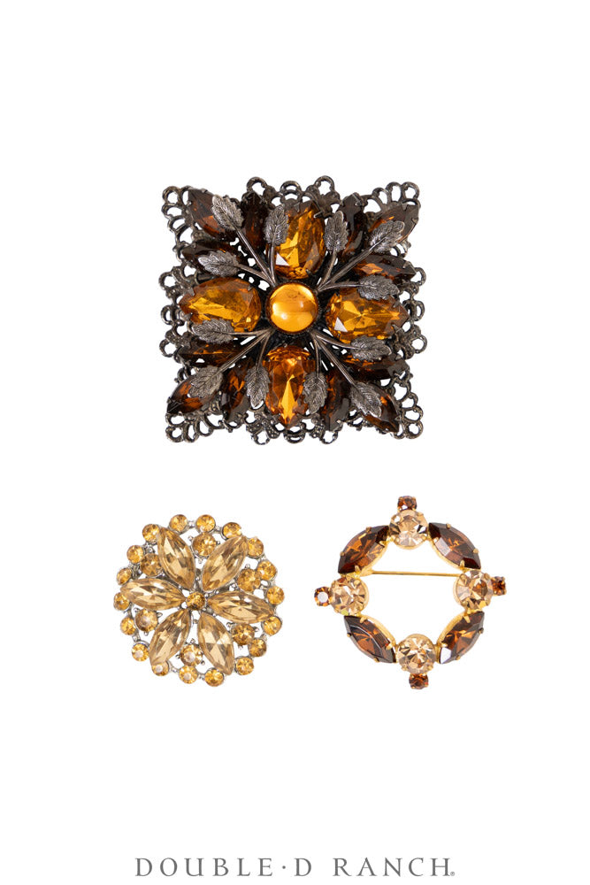 Pin, Gilded Set, Rhinestones, Vintage ‘50s-'60s, 1370