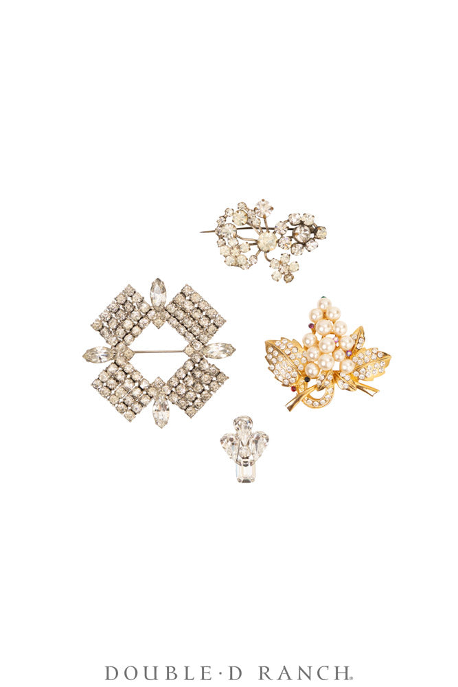 Pin, Gilded Set, Rhinestones, Vintage ‘50s-'60s, 1367