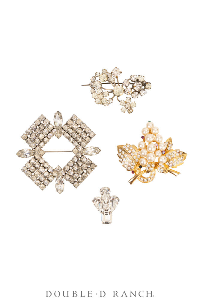 Pin, Gilded Set, Rhinestones, Vintage ‘50s-'60s, 1367