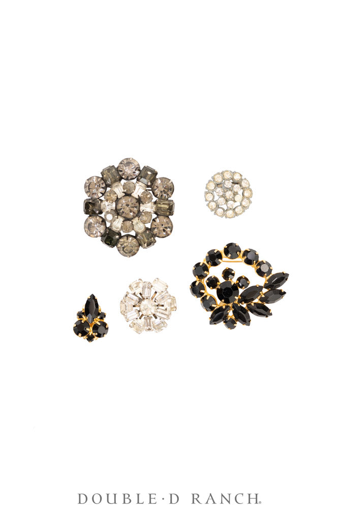 Pin, Gilded Set, Rhinestones, Vintage ‘50s-'60s, 1362