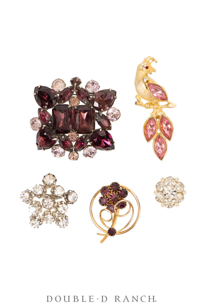 Pin, Gilded Set, Rhinestones, Vintage ‘50s-'60s, 1369