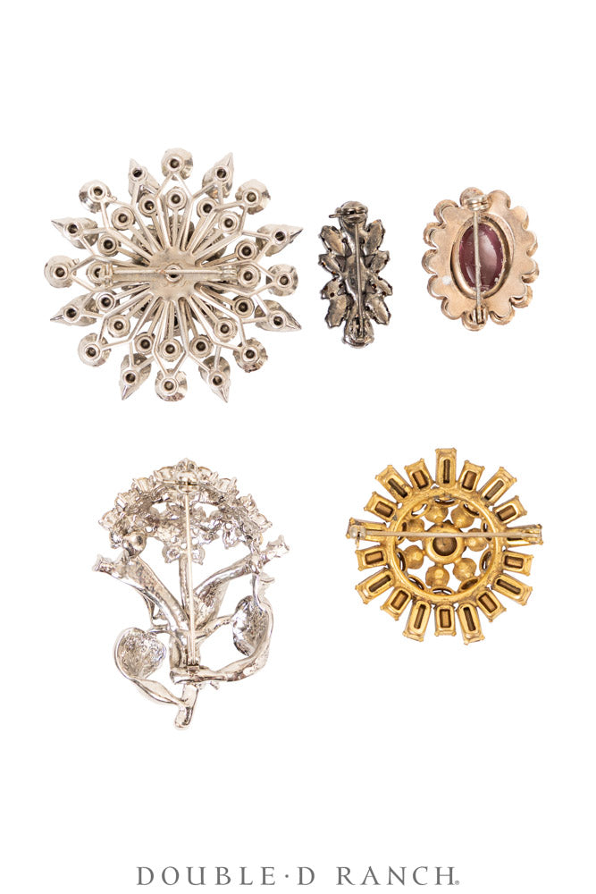 Pin, Gilded Set, Rhinestones, Vintage ‘50s-'60s, 1366