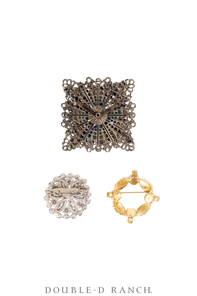 Pin, Gilded Set, Rhinestones, Vintage ‘50s-'60s, 1370