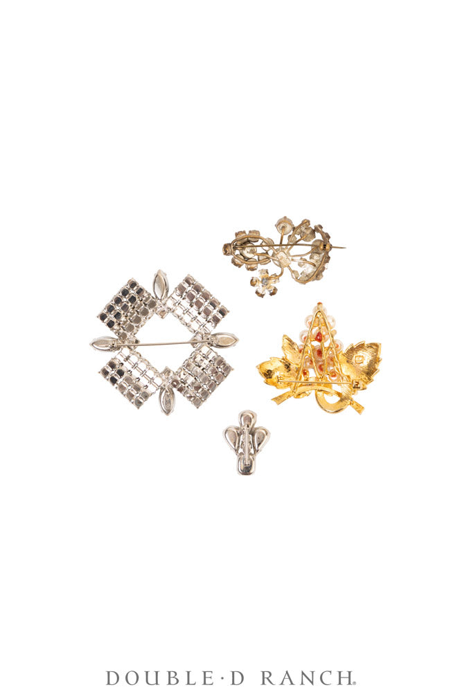 Pin, Gilded Set, Rhinestones, Vintage ‘50s-'60s, 1367