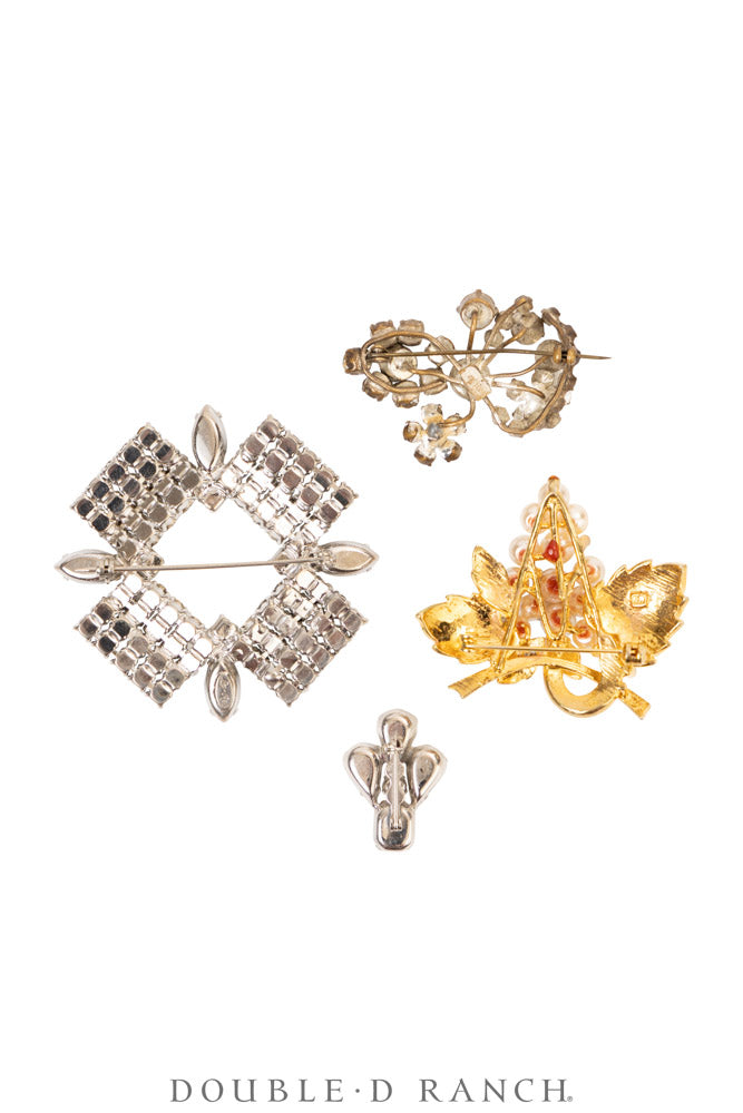 Pin, Gilded Set, Rhinestones, Vintage ‘50s-'60s, 1367