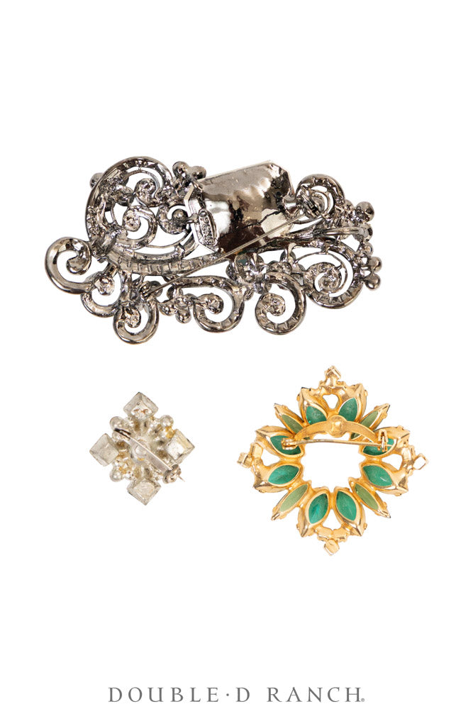 Pin, Gilded Set, Rhinestones, Vintage ‘50s-'60s, 1363
