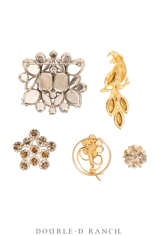 Pin, Gilded Set, Rhinestones, Vintage ‘50s-'60s, 1369