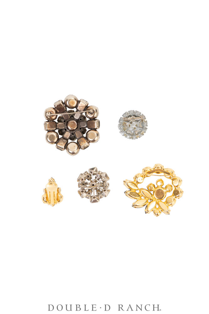 Pin, Gilded Set, Rhinestones, Vintage ‘50s-'60s, 1362