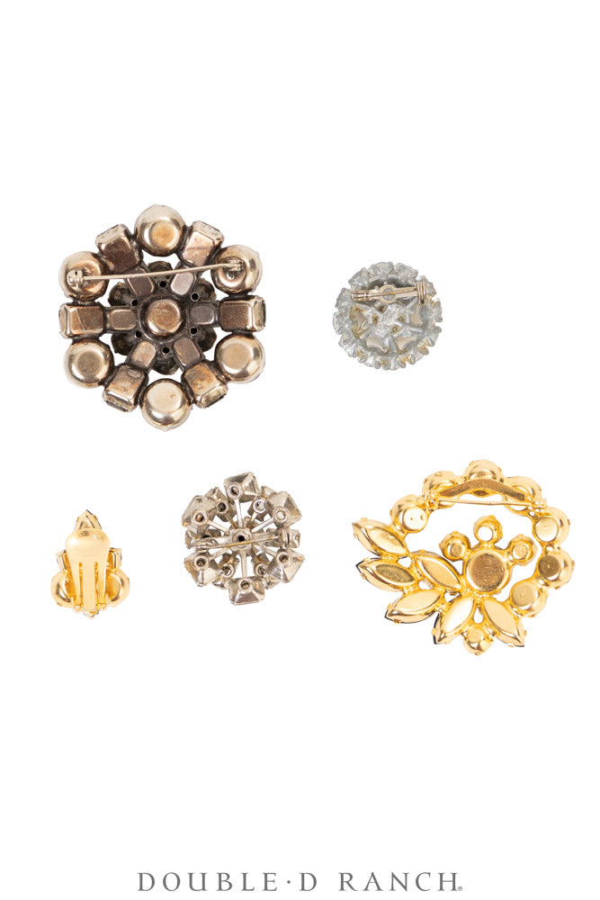 Pin, Gilded Set, Rhinestones, Vintage ‘50s-'60s, 1362