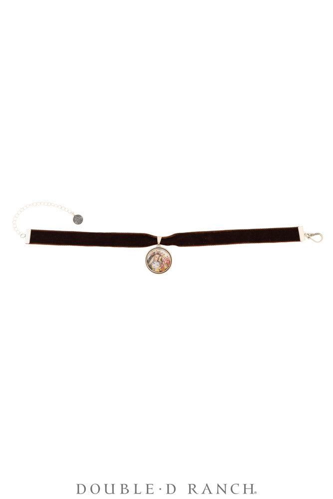 Necklace, Pendant, Margeaux Ribbon With Religious Relicario, St. Theresa, Contemporary, 3995O