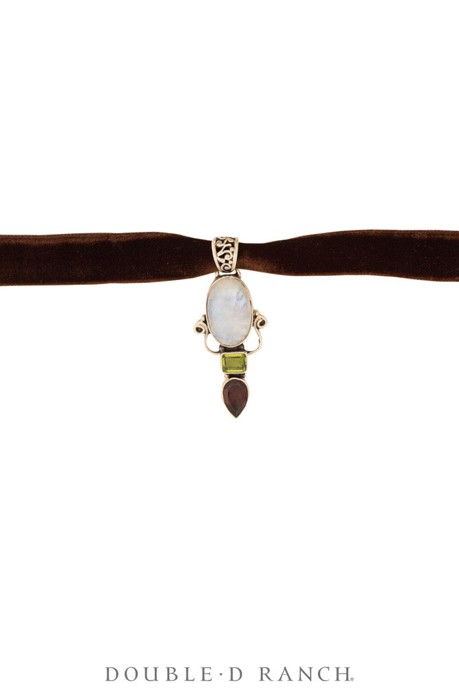 Necklace, Pendant, Margeaux Ribbon With Semi-Precious Stones, Hallmark, Contemporary, 3995J