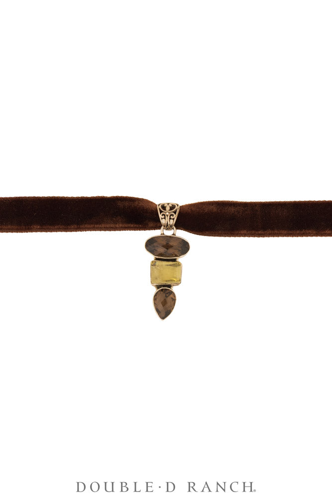Necklace, Pendant, Margeaux Ribbon With Semi-Precious Stones, Hallmark, Contemporary, 3995L
