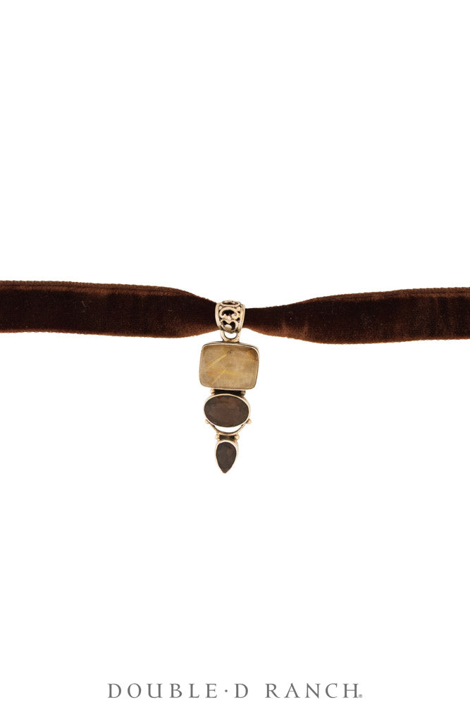 Necklace, Pendant, Margeaux Ribbon With Semi-Precious Stones, Hallmark, Contemporary, 3995I