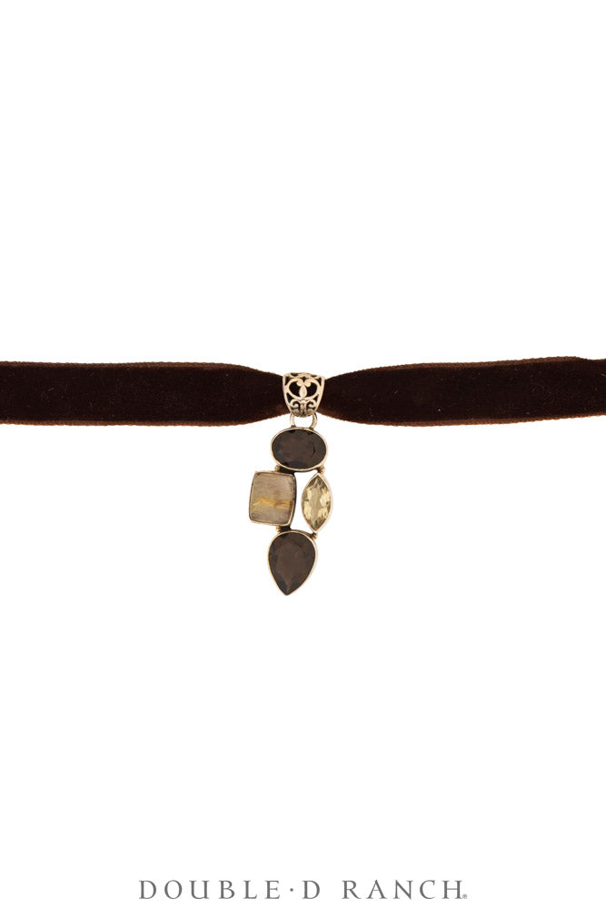 Necklace, Pendant, Margeaux Ribbon With Semi-Precious Stones, Hallmark, Contemporary, 3995K