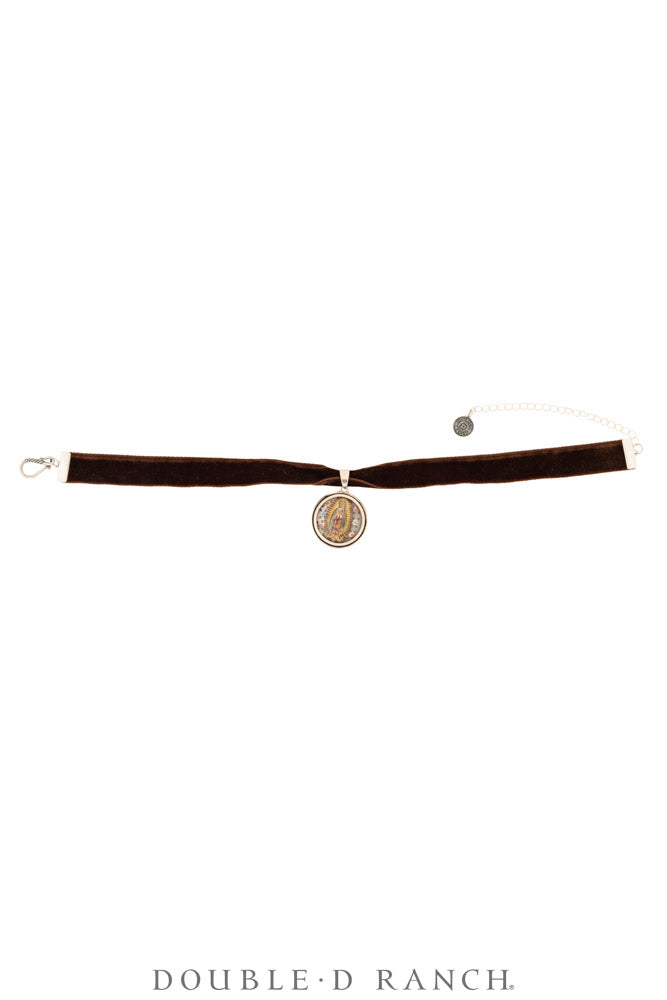 Necklace, Pendant, Margeaux Ribbon With Religious Relicario, St. Theresa, Contemporary, 3995O