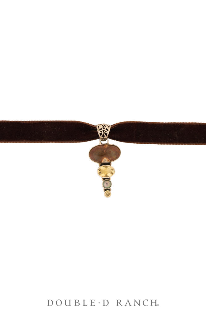 Necklace, Pendant, Margeaux Ribbon With Semi-Precious Stones, Hallmark, Contemporary, 3995M
