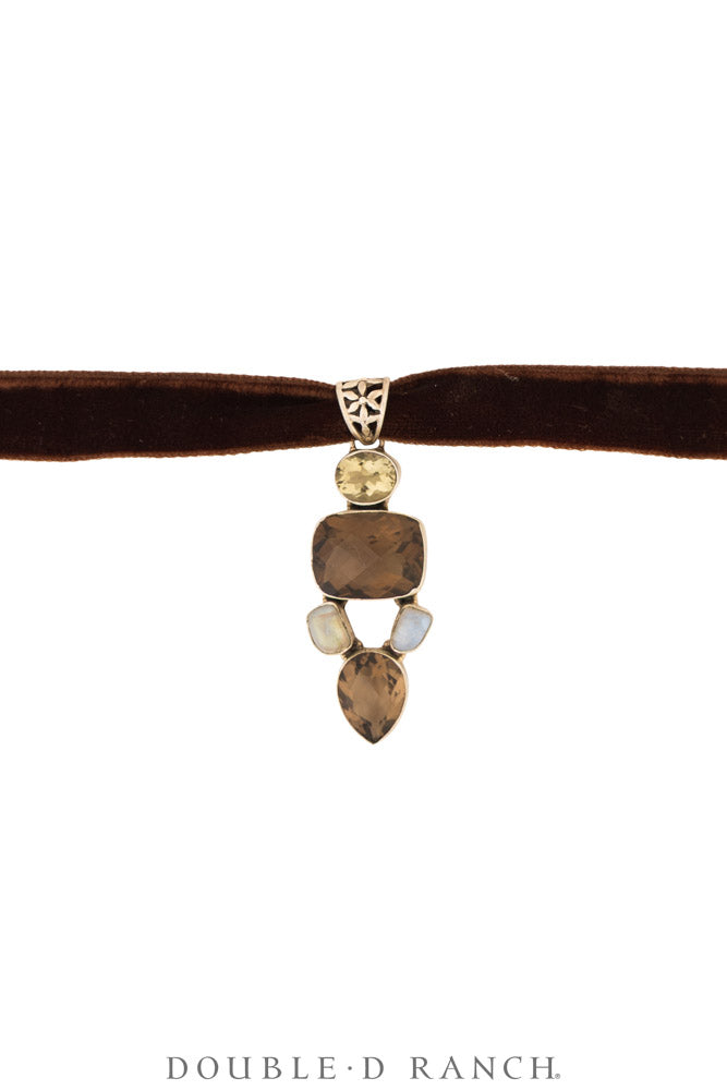 Necklace, Pendant, Margeaux Ribbon With Semi-Precious Stones, Hallmark, Contemporary, 3995R