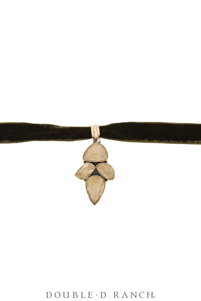 Necklace, Pendant, Margeaux Ribbon With Faceted Quartz, Hallmark, Contemporary, 3995D