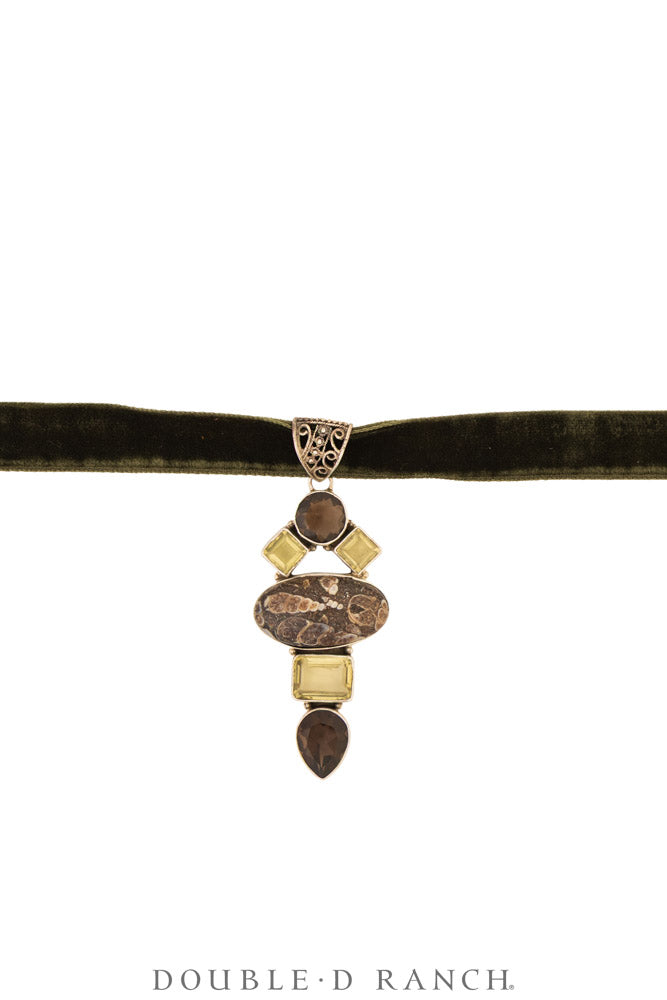 Necklace, Pendant, Margeaux Ribbon With Semi-Precious Stones, Hallmark, Contemporary, 3995G
