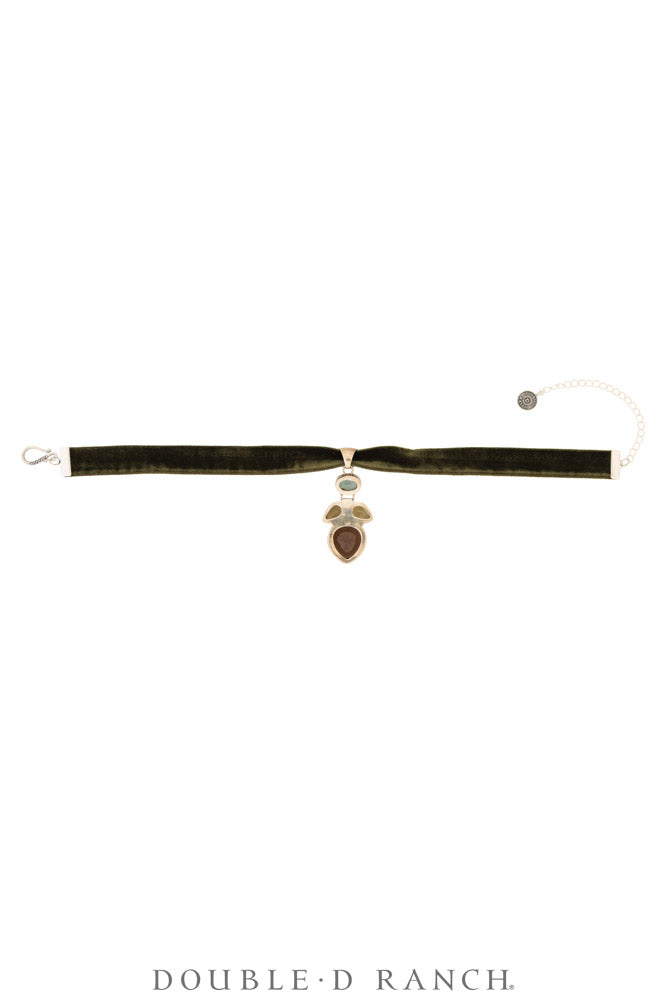 Necklace, Pendant, Margeaux Ribbon With Semi-Precious Stones, Hallmark, Contemporary, 3995A